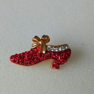 Red Rhinestone Shoe Brooch